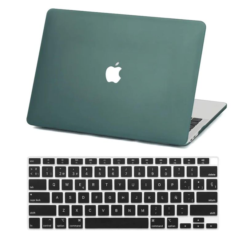 GENERICO - Kit Carcasa Mate y Protector Para MacBook Air M1 y 2020/18 - Verde oscuro
