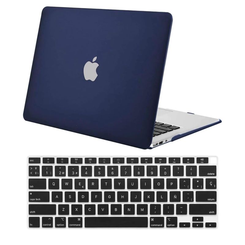 GENERICO - Kit Carcasa Mate y Protector Para MacBook Air M1 y 2020/18 - Azul oscuro