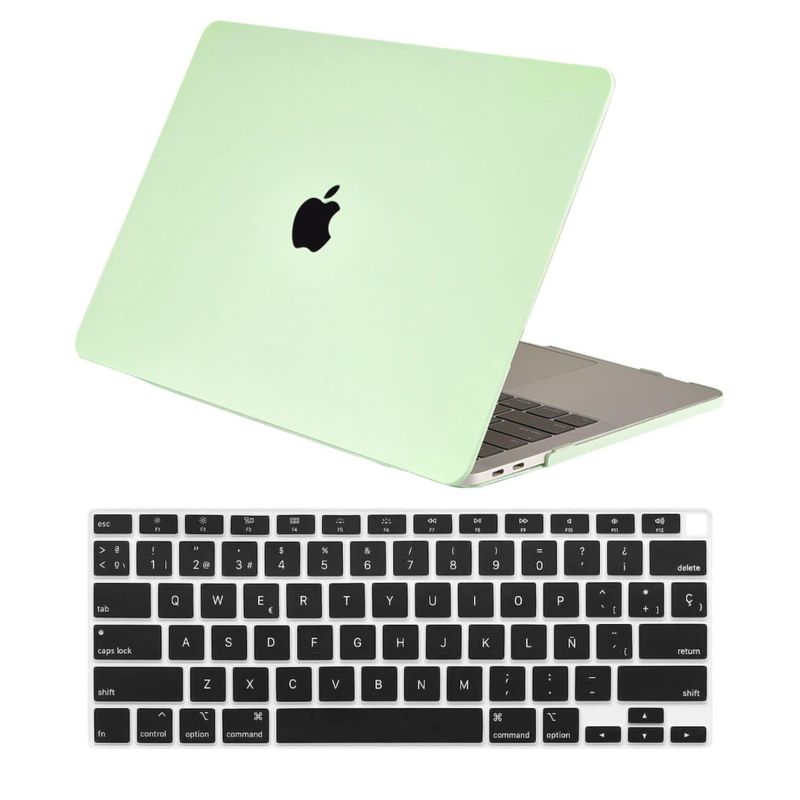 GENERICO - Kit Carcasa Mate y Protector Para MacBook Air M1 y 2020/18 - Verde claro