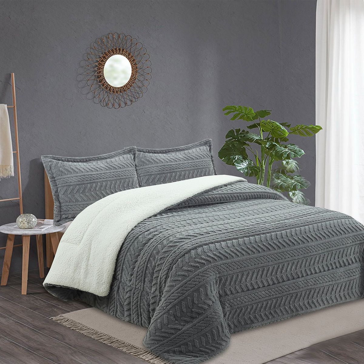 ANDES - PLUMON ANDES CHIPORRO JACQUARD GRIS 1.5 PLAZA