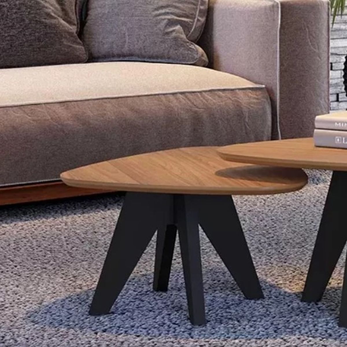 GENERICO - Mesa De Centro 65 Cm 100% MDF Freijo/ Negro Mate