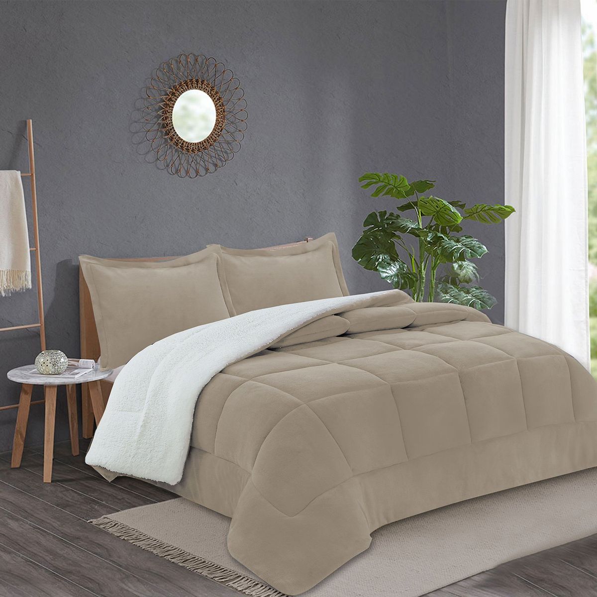 ANDES - PLUMON ANDES CHIPORRO LISO TAUPE 1.5 PLAZA