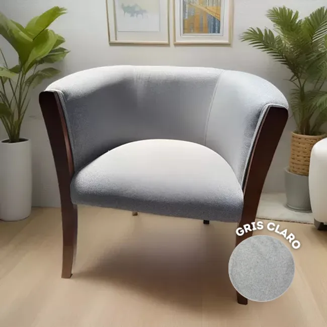 DULCES SUEÑOS - Poltrona Roma Dulces Sueños Tela Lino  GRIS CLARO Sitial  Silla