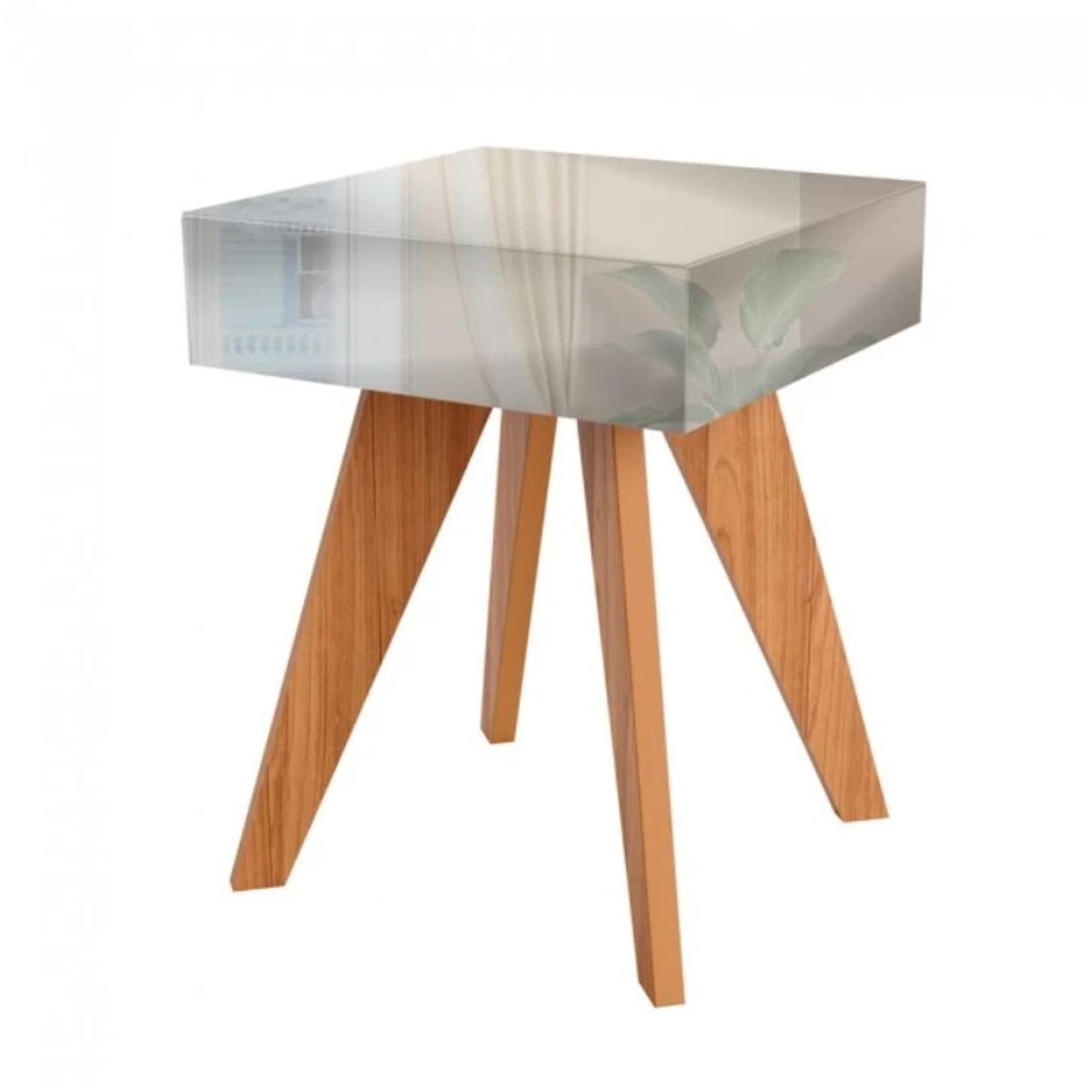 GENERICO - Mesa Auxiliar Retro 45 Cm 100% MDF Con Espejos