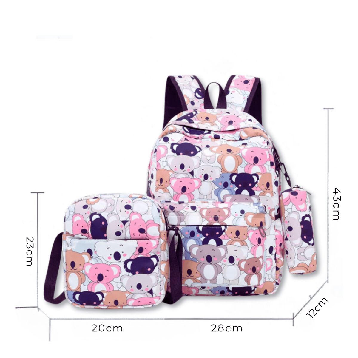 UTILISIMO - Pack Mochila Lonchera Estuche 43cm Juvenil y Escolar Koala