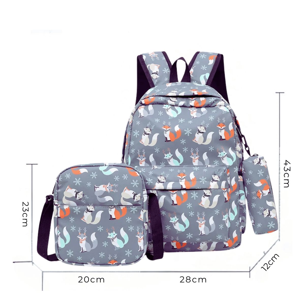 UTILISIMO - Pack Mochila Lonchera Estuche 43cm Juvenil y Escolar Fox