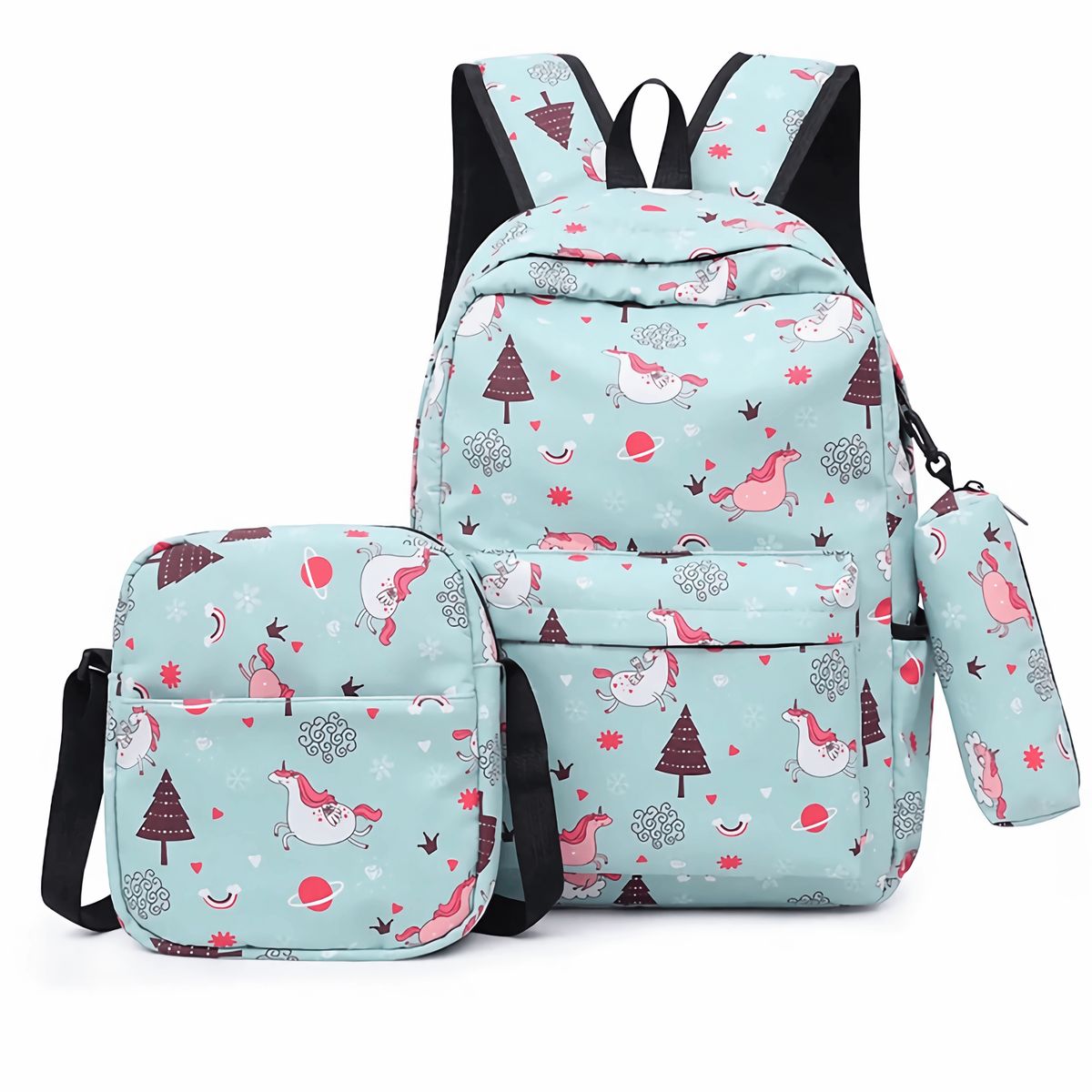 UTILISIMO - Pack Mochila Lonchera Estuche 43cm Juvenil y Escolar Unicorns