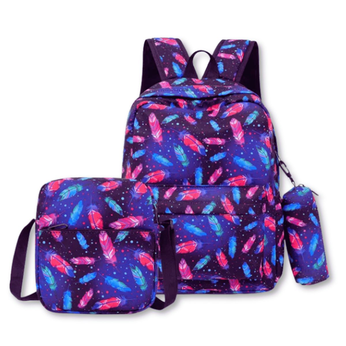 UTILISIMO - Pack Mochila Lonchera Estuche 43cm Juvenil y Escolar Magic feathers