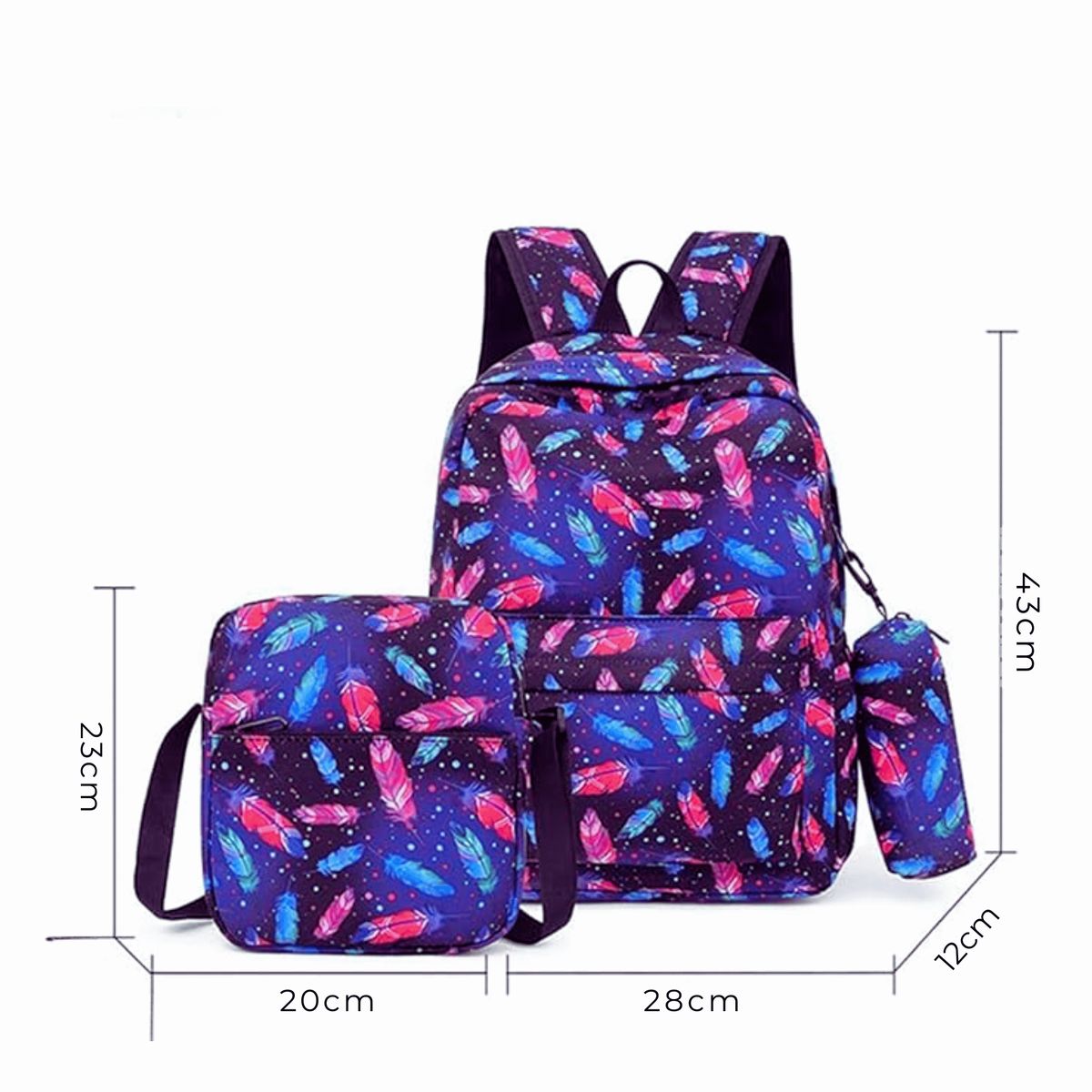 UTILISIMO - Pack Mochila Lonchera Estuche 43cm Juvenil y Escolar Magic feathers