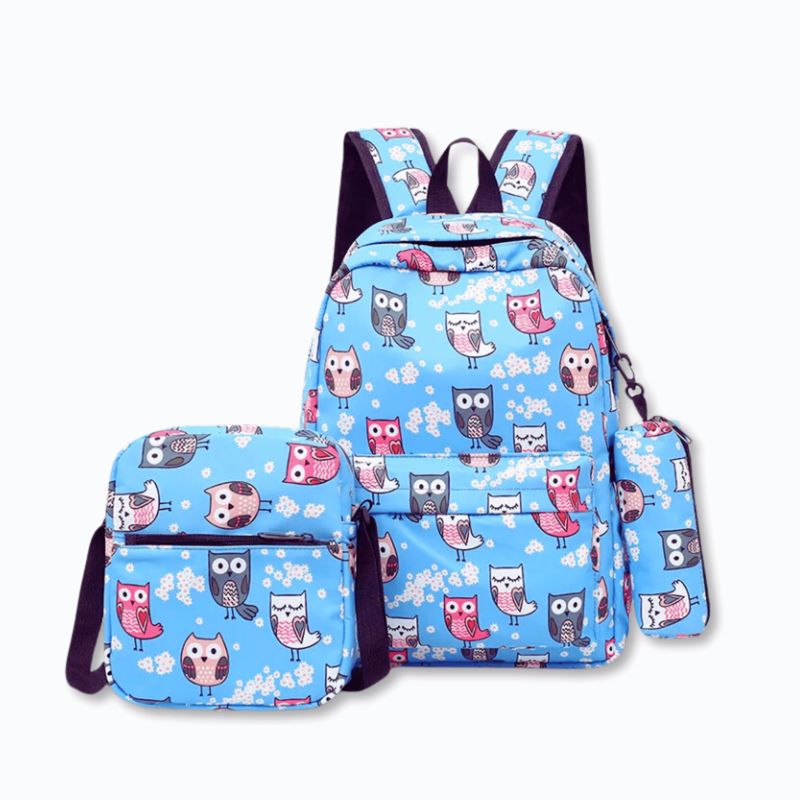 UTILISIMO - Pack Mochila Lonchera Estuche 43cm Juvenil y Escolar Cute owls