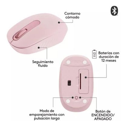 Imagen 2 del producto Mouse Inalámbrico Bluetooth M196 Rosa