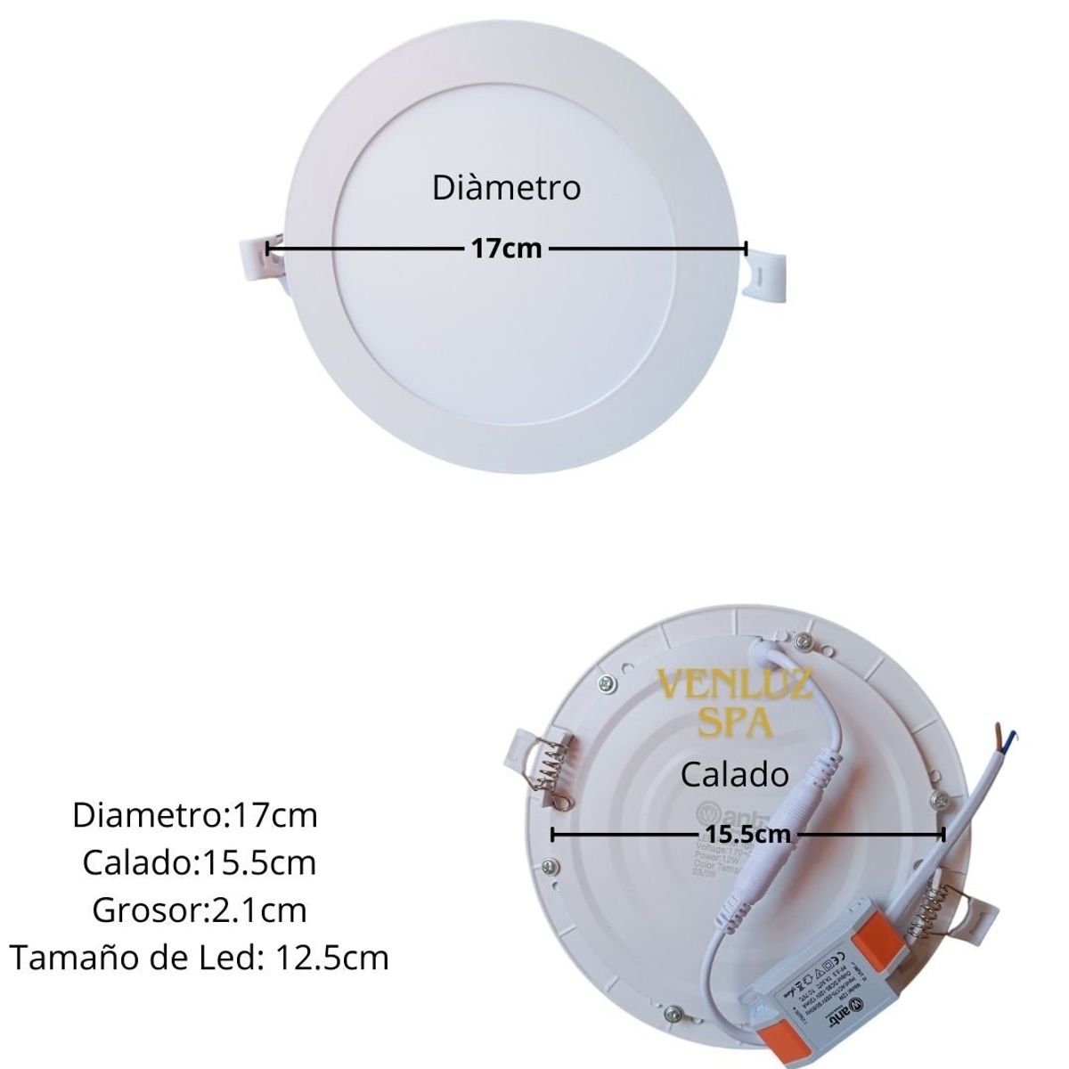 WANT - pack 10 foco panel led embutido redondo 6w 3000k Luz cálida