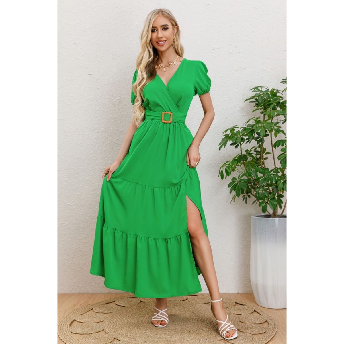 LIKE SHOP - Maxi Vestido Largo Primavera Mujer Casual Eventos Cinturon 3333