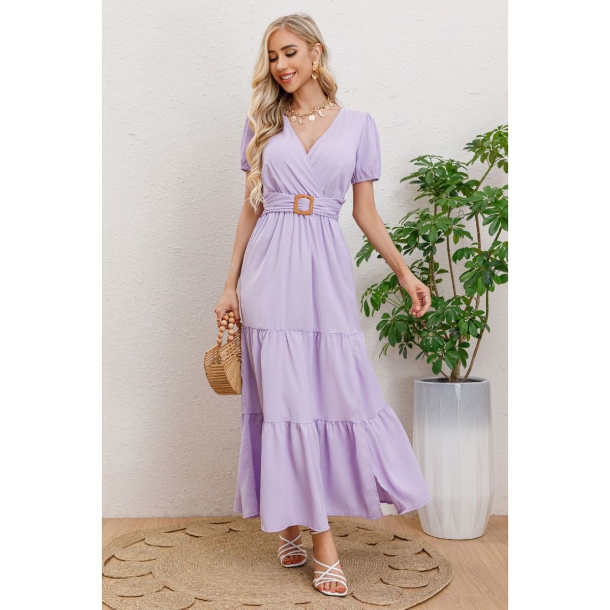 LIKE SHOP - Maxi Vestido Largo Primavera Mujer Casual Eventos Cinturon 3333