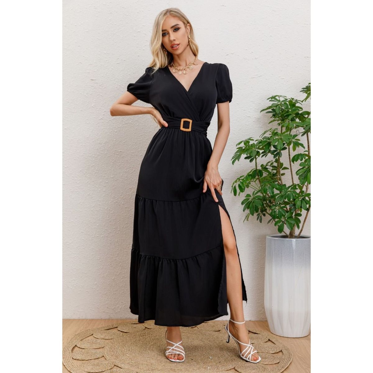 LIKE SHOP - Maxi Vestido Largo Primavera Mujer Casual Eventos Cinturon 3333