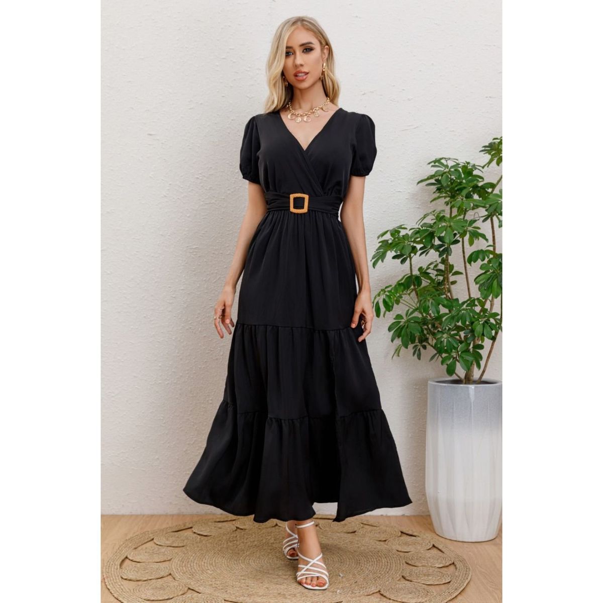 LIKE SHOP - Maxi Vestido Largo Primavera Mujer Casual Eventos Cinturon 3333