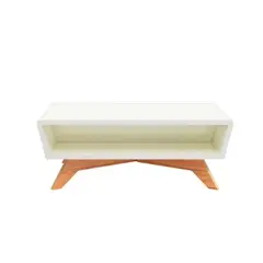 GENERICO - Mesa De Centro Esquinera 100 Cm 100% MDF Blanco/Freijó