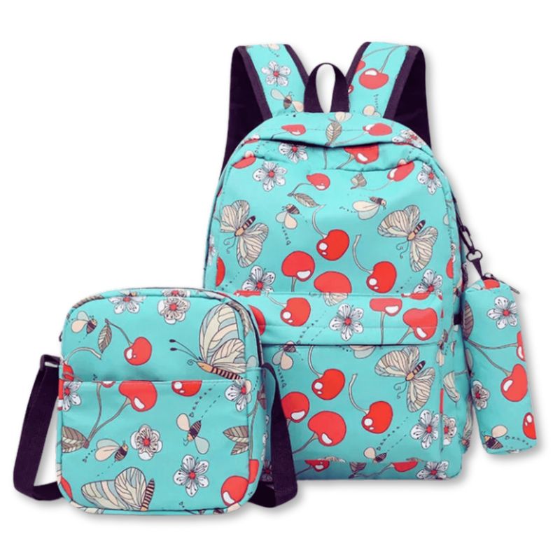 UTILISIMO - Pack Mochila Lonchera Estuche 43cm Juvenil y Escolar Cherry Red