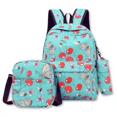 UTILISIMO - Pack Mochila Lonchera Estuche 43cm Juvenil y Escolar Cherry Red