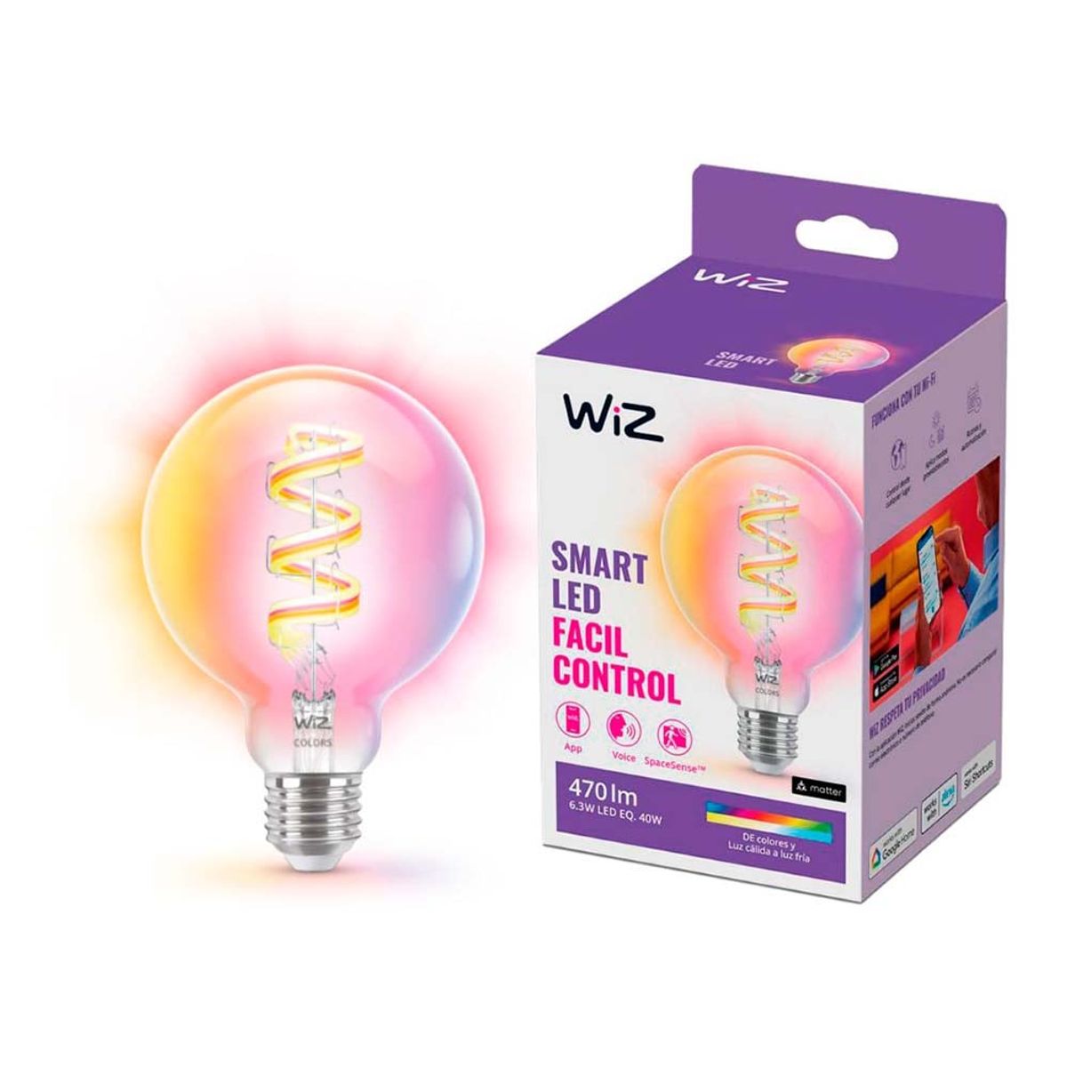 WIZ - Ampolleta RGB Transparente WiFi 40W Wiz
