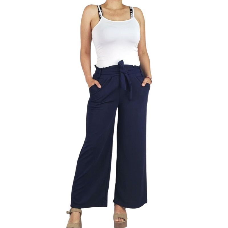 MPROPIA - Pantalon Palazzo Verano Mujer Cintura Elasticada Bolsillos 709