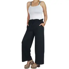MPROPIA - Pantalon Palazzo Verano Mujer Cintura Elasticada Bolsillos 709