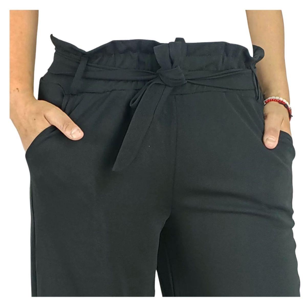 LIKE SHOP - Pantalon Palazzo Verano Mujer Cintura Elasticada Bolsillos 709