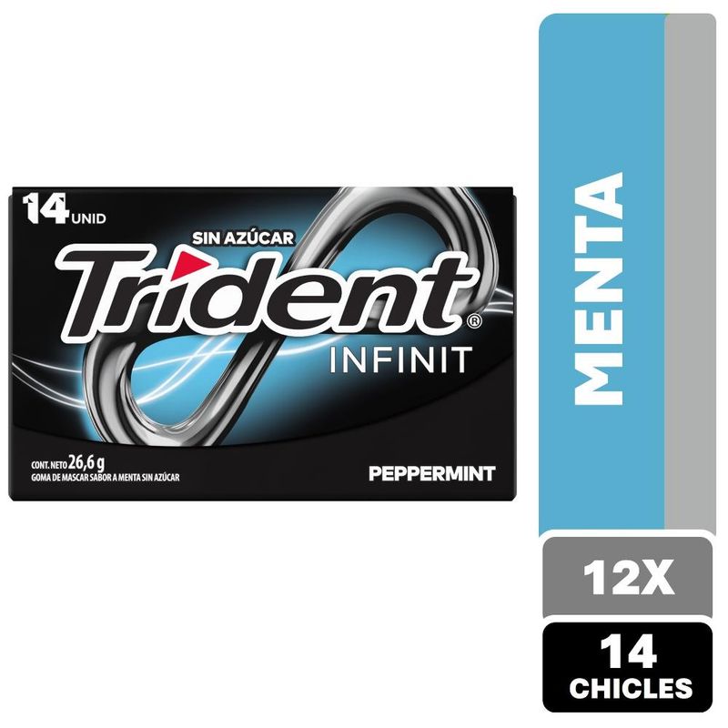 TRIDENT - Chicles Trident Sin Azúcar Infinit Peppermint 12 x 14 un