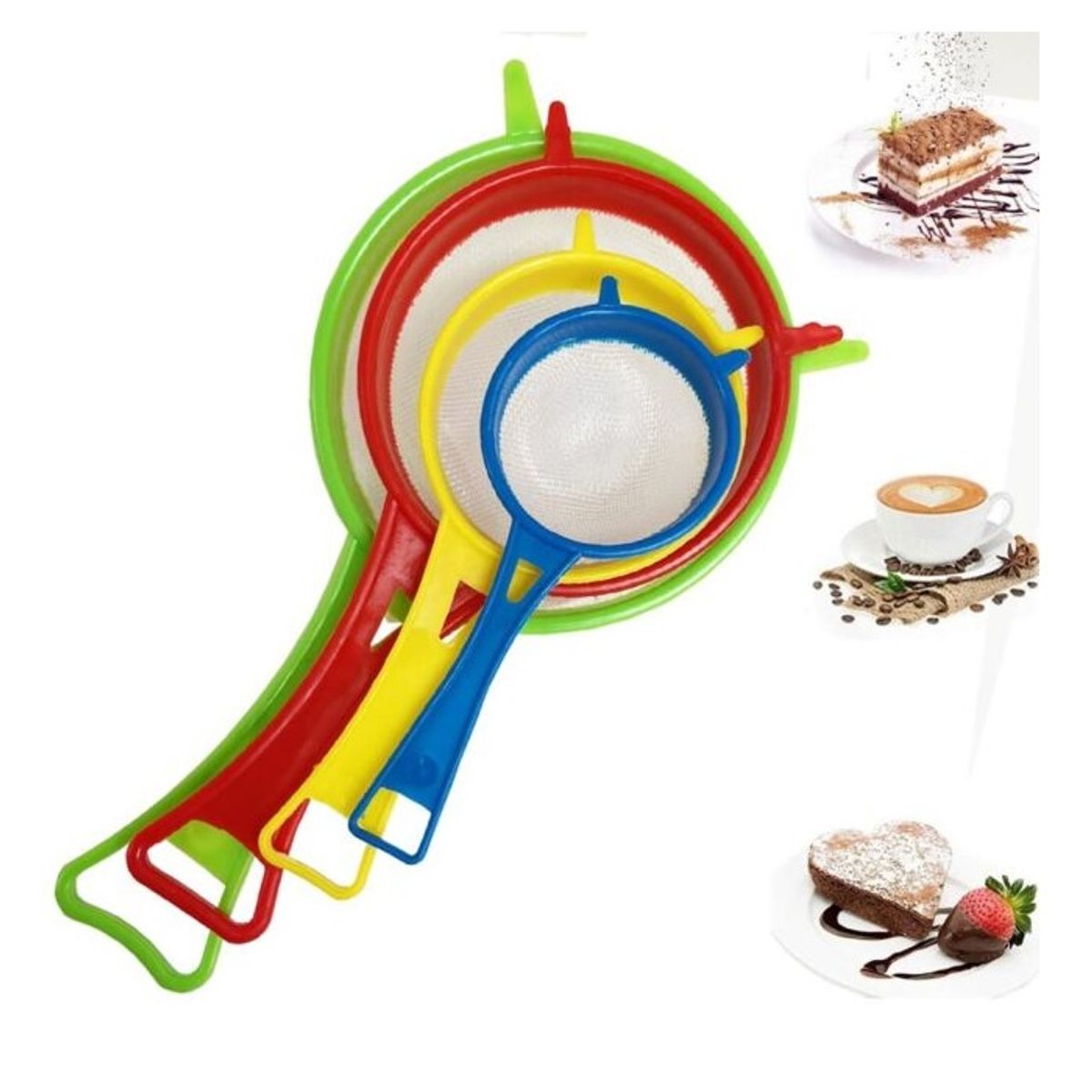 GENERICO - Set X4 Colador De Plastico Colador Escurridor Malla Fina