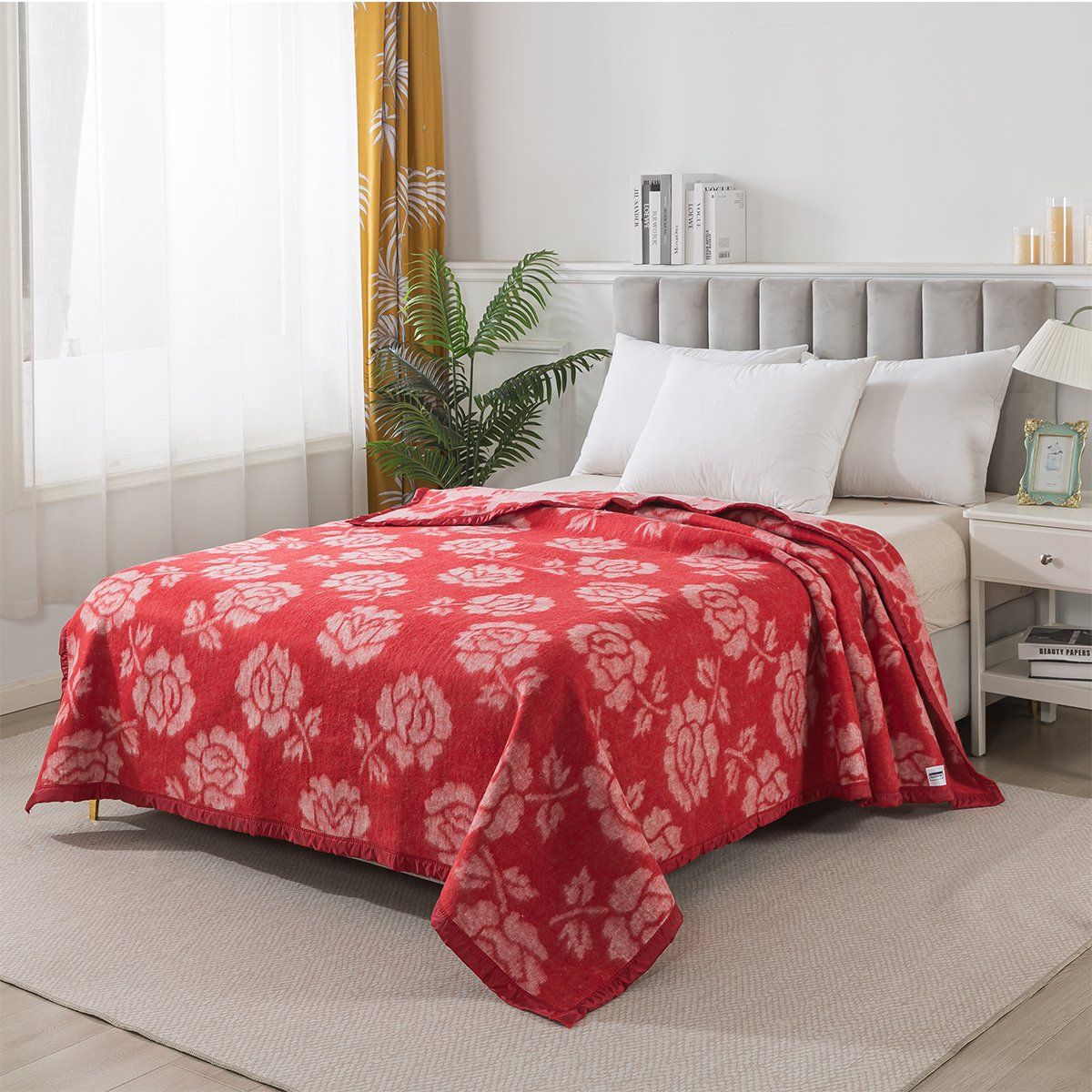 ANDES - FRAZADAS ANDES CLASSIC JACQUARD ROJO 2 PLAZAS