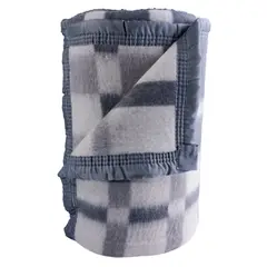 ANDES - FRAZADA 50% LANA CUADROS GRIS KING