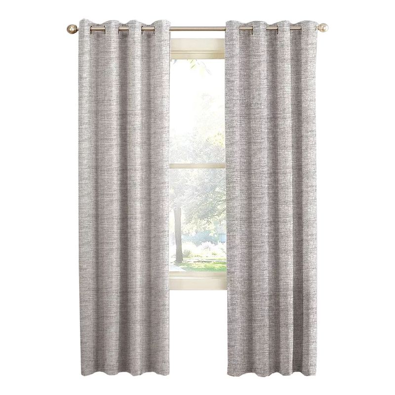 TIENDA EL GARAGE - Cortina Gris Claro Blackout 100%, 2 Paños De 220x140cm Textura Lino