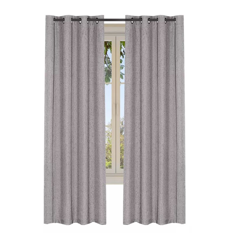 TIENDA EL GARAGE - Cortina Gris Blackout 100%, 2 Paños De 220x140cm Textura Lino
