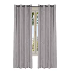 TIENDA EL GARAGE - Cortina Gris Blackout 100%, 2 Paños De 220x140cm Textura Lino