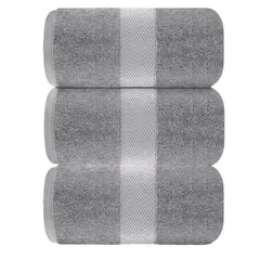 GENERICO - Set 3 Juego Toalla Grande De Baño Toallon De Algodon 70x140 Gris