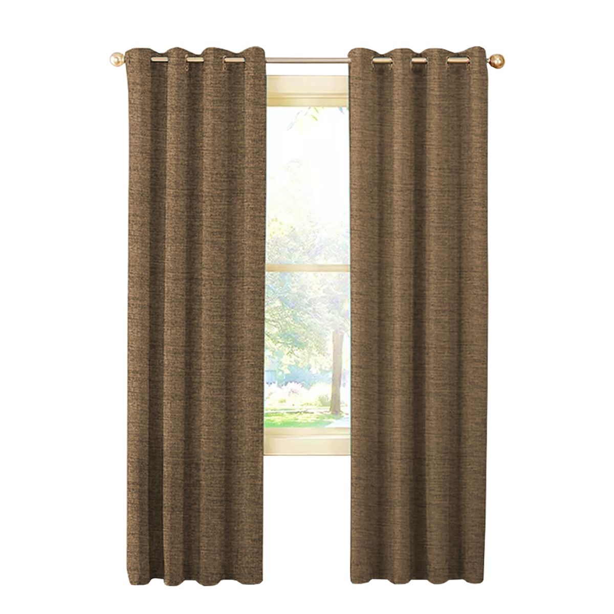 TIENDA EL GARAGE - Cortina Cafe Blackout 100%, 2 Paños De 220x140cm Textura Lino