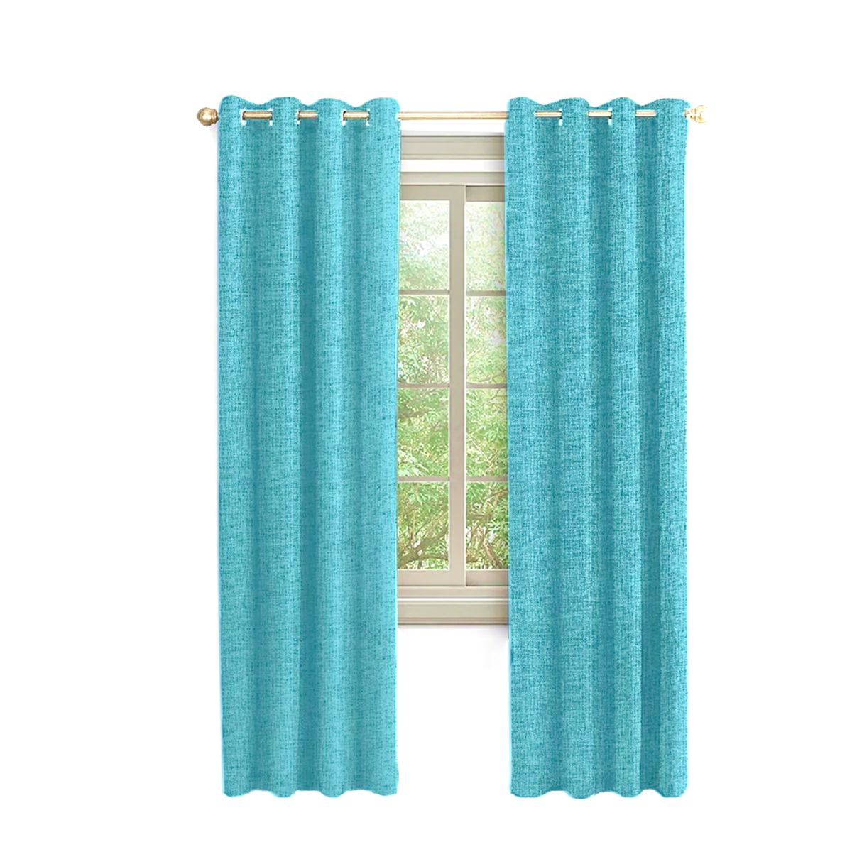 TIENDA EL GARAGE - Cortina Turquesa Blackout 100%, 2 Paños De 220x140cm Textura Lino