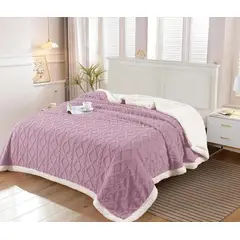 GENERICO - FRAZADA TEXTURIZADA CON CHIPORRO UNICOLOR LILA 1.5 PLAZAS RS