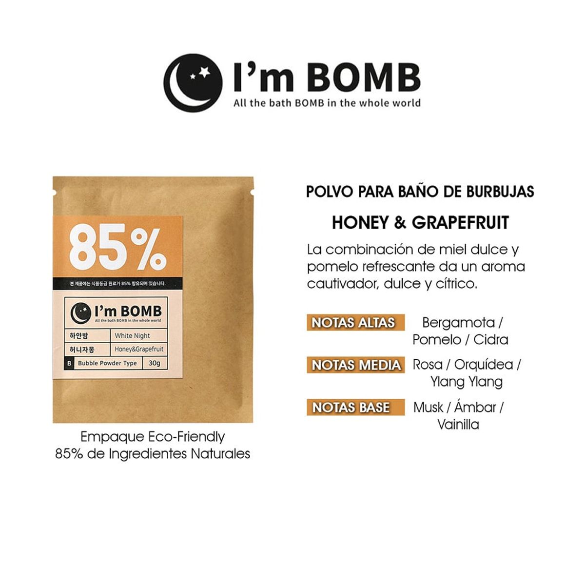 I'M BOMB - Burbujas De Baño En Polvo Honey Grapefruit 30g Im Bomb