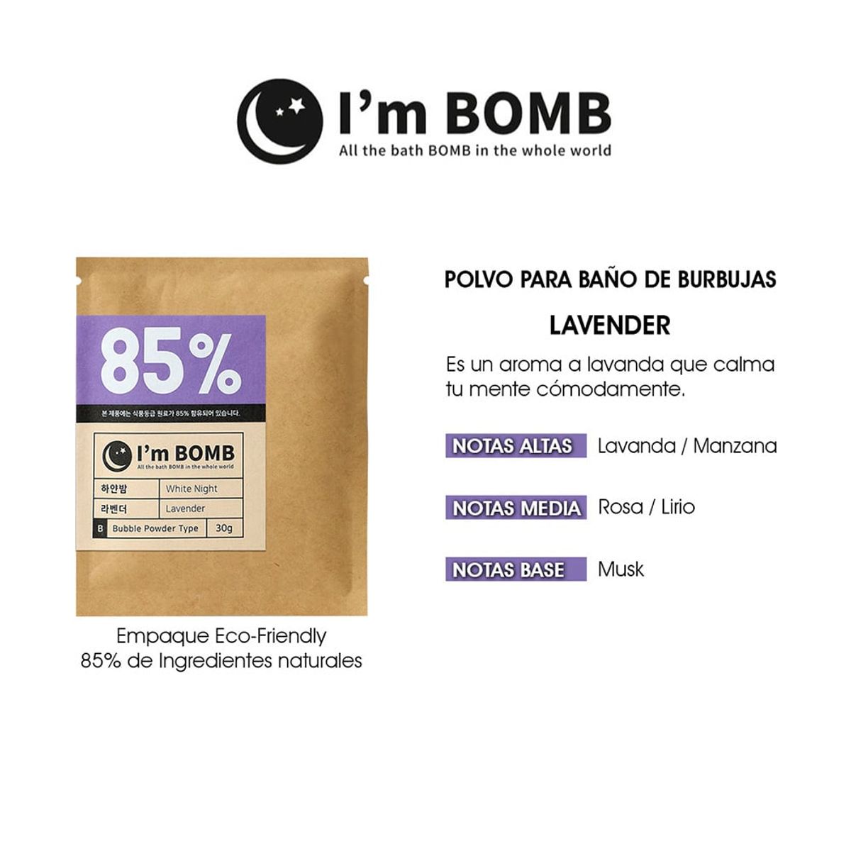 I'M BOMB - Burbujas De Baño En Polvo Lavender 30g Im Bomb