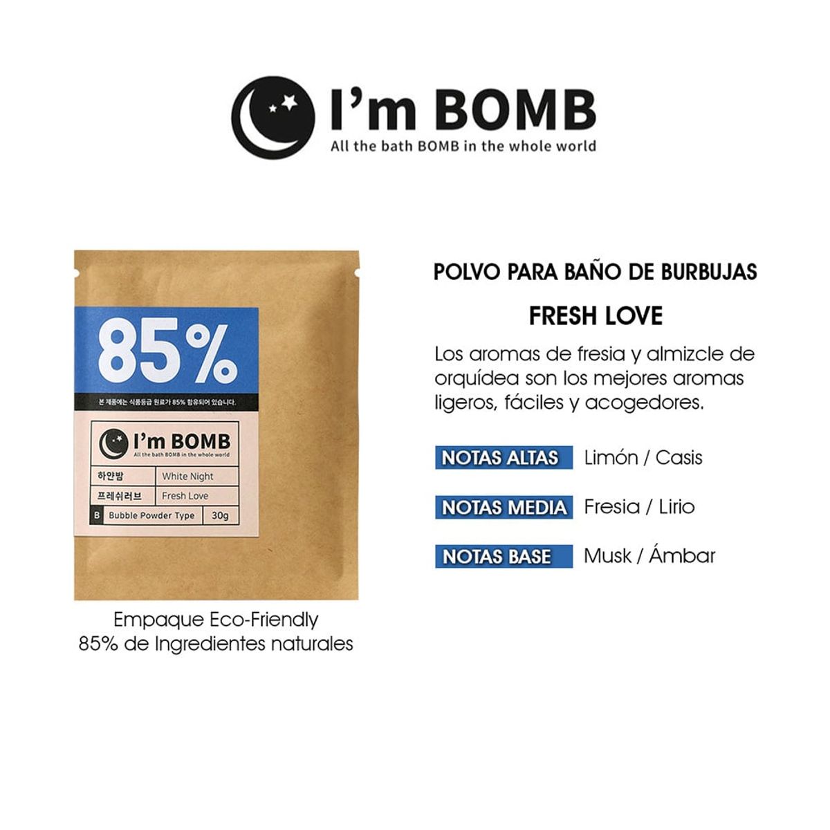 I'M BOMB - Burbujas De Baño En Polvo Fresh Love 30g Im Bomb