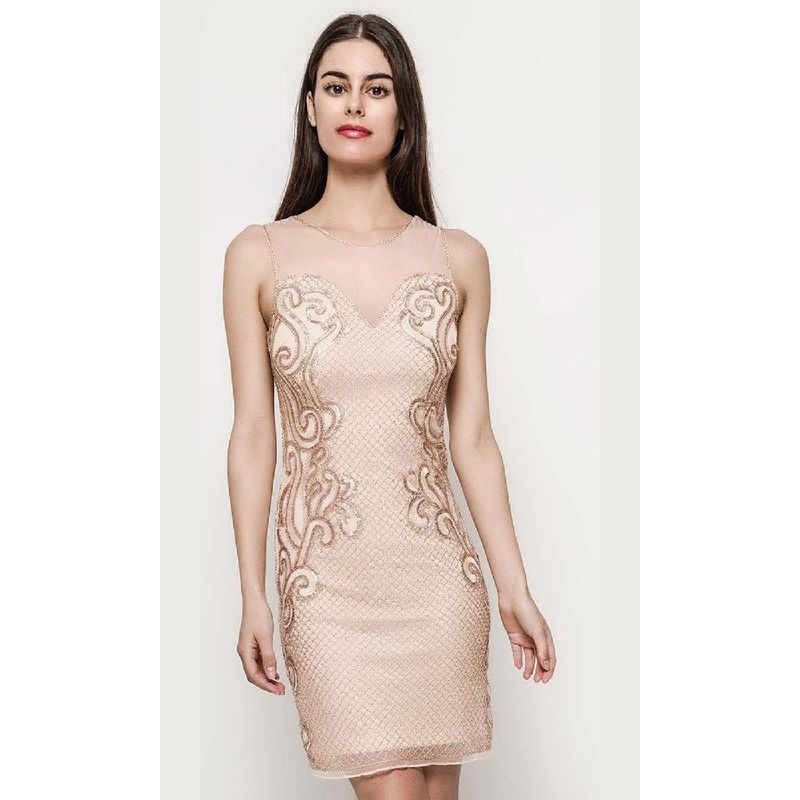 UNIQUE - VESTIDO CORTO C202953 DORADO - Dorado