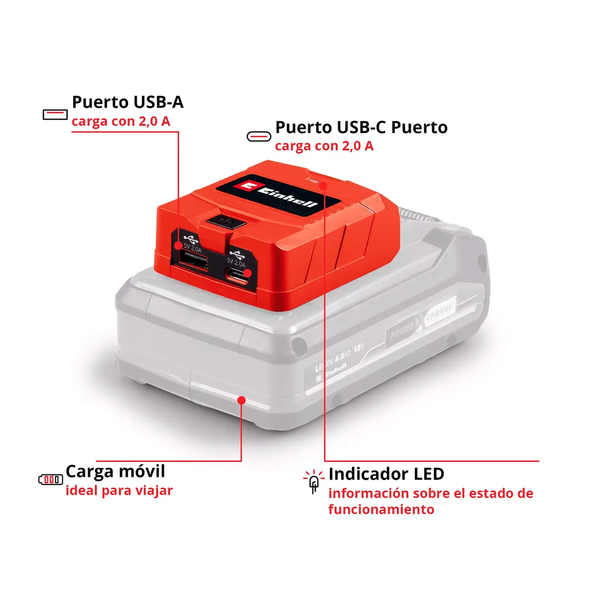 EINHELL - Adaptador de Batería - Sin Baterías