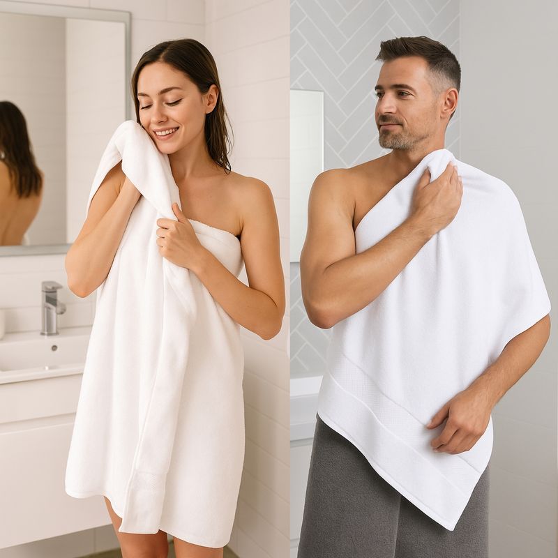 GENERICO - Set 3 Juego Toalla Grande De Baño Toallon De Algodon 70x140 Blanco