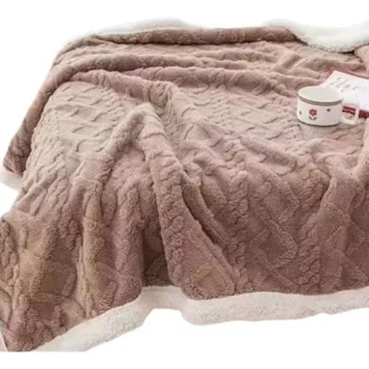 GENERICO - FRAZADA TEXTURIZADA CON CHIPORRO UNICOLOR CAFE 2 PLAZAS RS