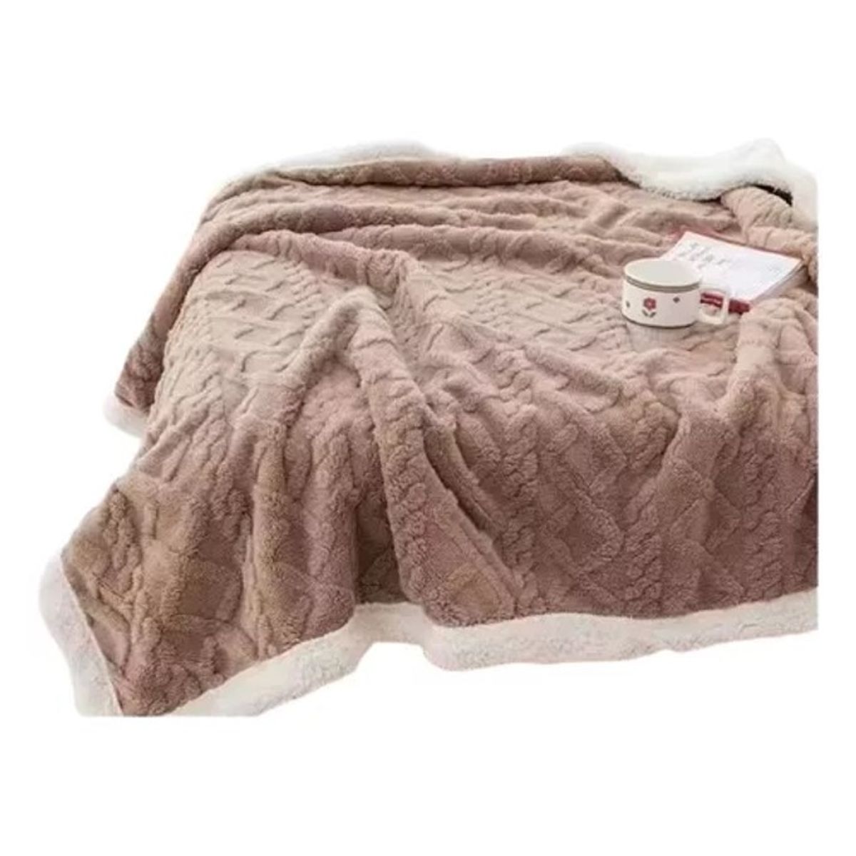 GENERICO - FRAZADA TEXTURIZADA CON CHIPORRO UNICOLOR CAFE 2 PLAZAS RS