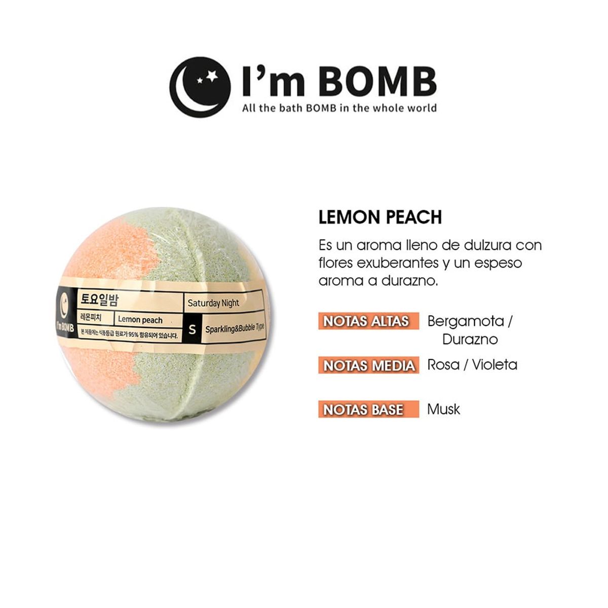 I'M BOMB - Bomba De Tina Efervescente Lemon Peach 120g Im Bomb