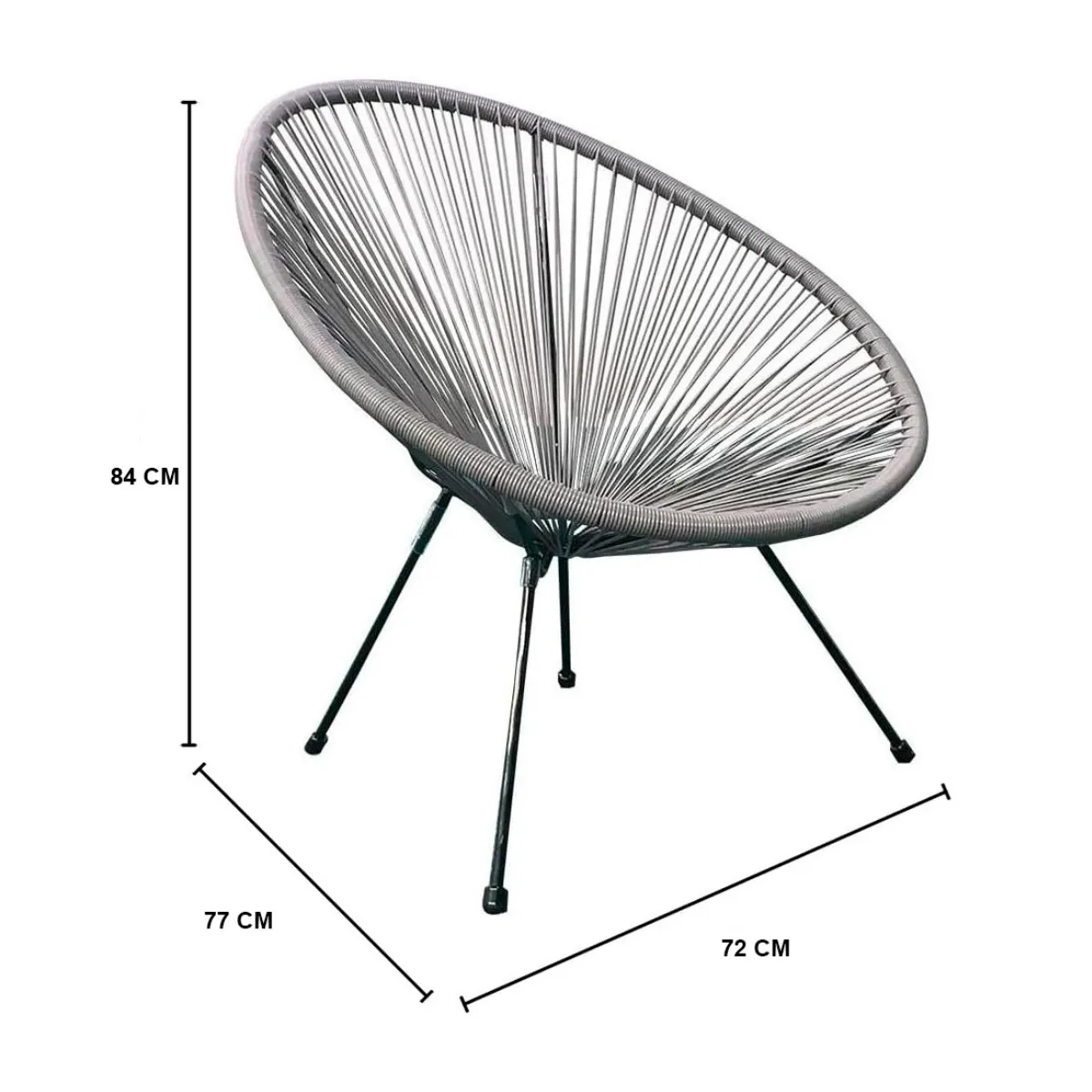 GENERICO - Silla terraza tejida gris 72x77x84cm Acapulco