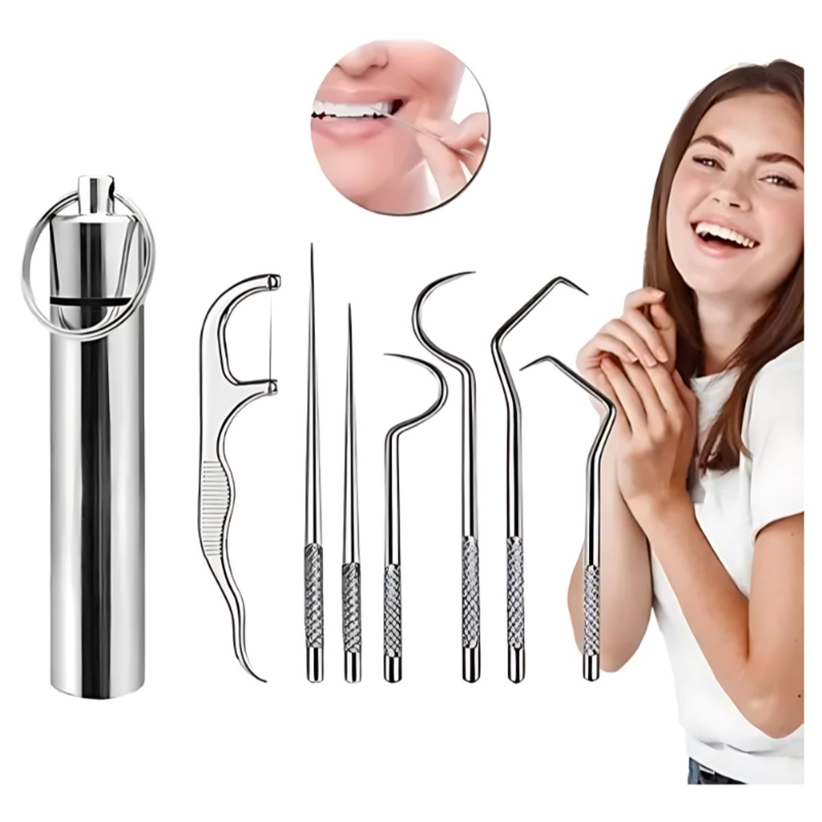 GENERICO - Set 7 Herramientas Para Higiene Cuidado Dental Limpieza