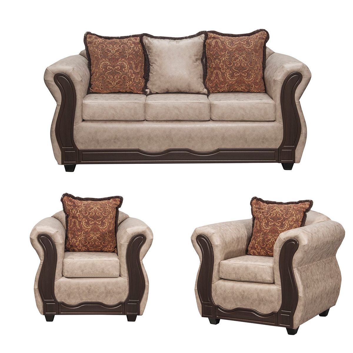 BLACK FACTORY - Juego de Living 3 1 1 Sofia PU Beige